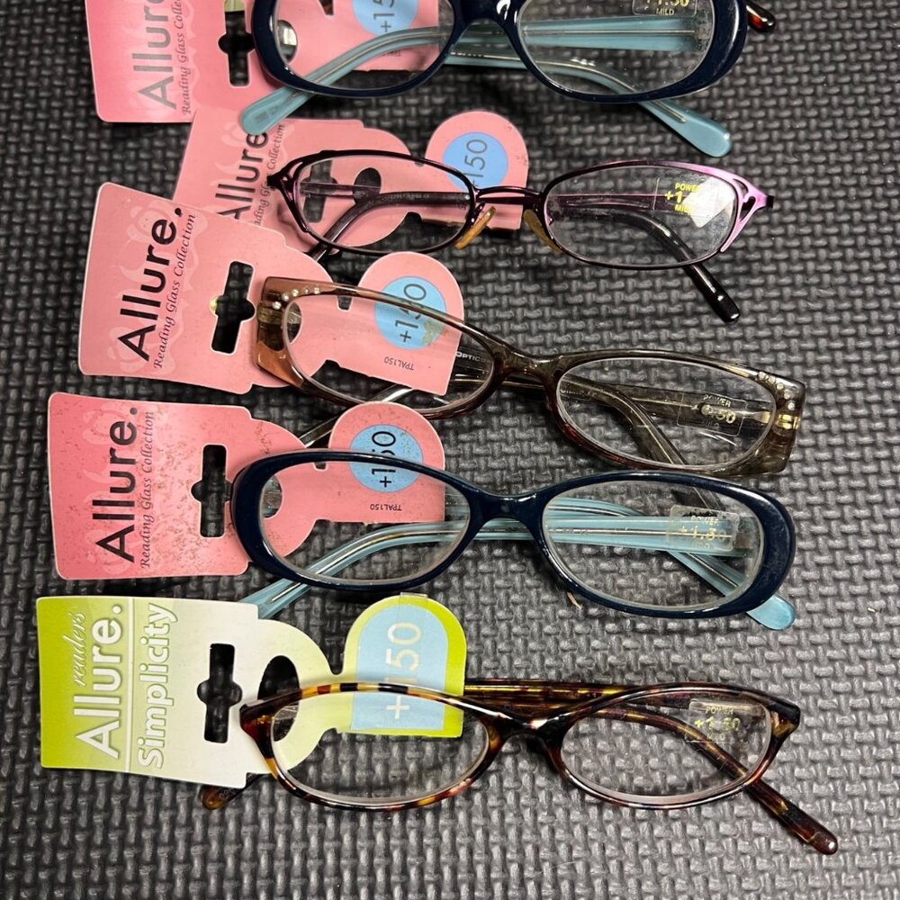 Lot Of 8 Reading Glasses Set +1.50 Power Mixed Colors Stylish Designs Lightweigh - Picture 3 of 5